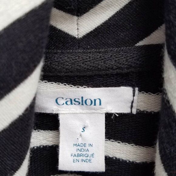 Caslon (Nordstrom) Black/White Striped Sweater/Sweatshirt/MOTO Jacket Size Small - Picture 2 of 13
